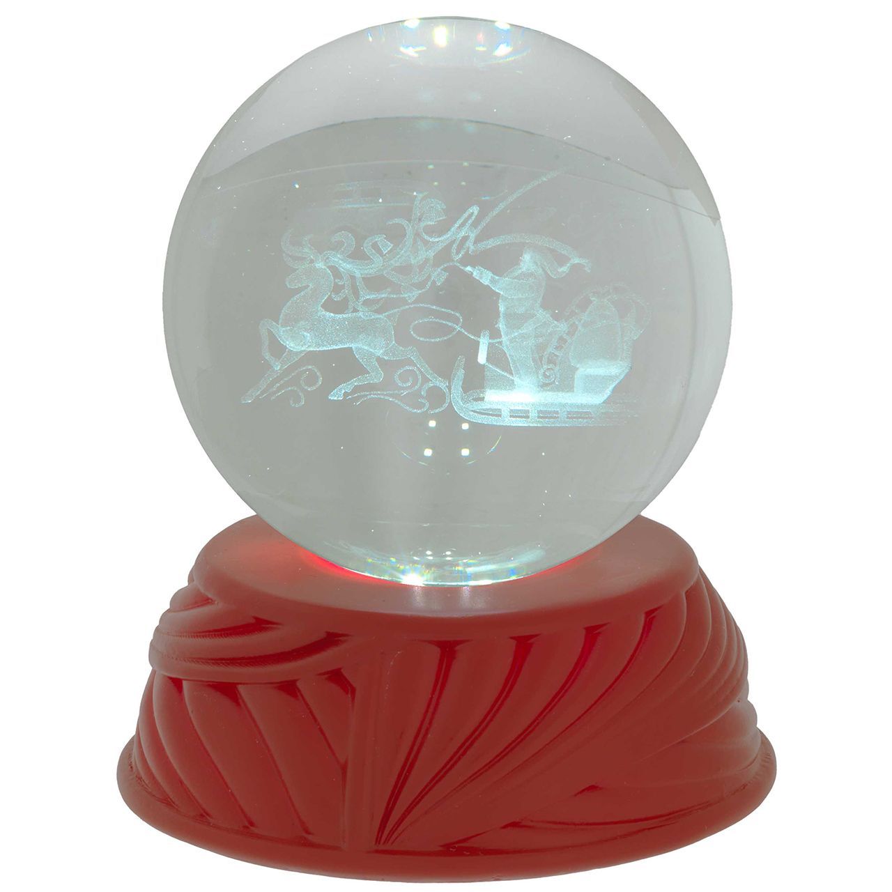 SFERA IN CRISTALLO D. 8 SU BASE ROSSA CON LED - SLITTA
